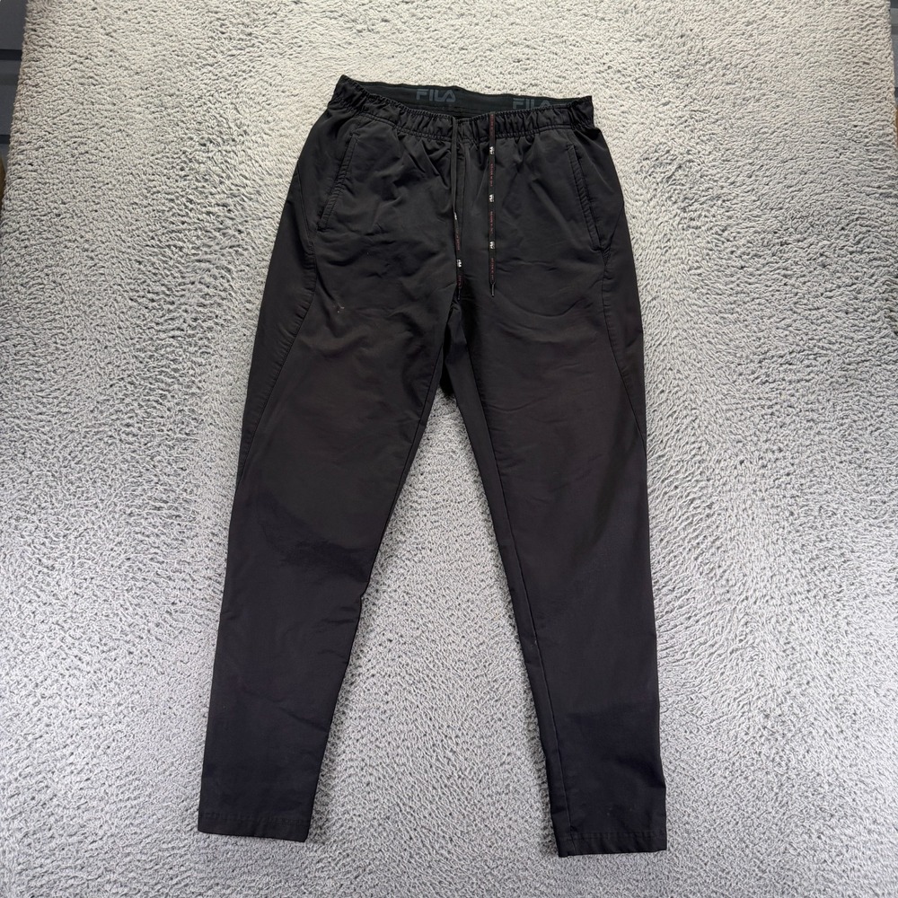 Fila Pant Men's S Black Nylon Track Tapered Leg Running Workout Training Stretch